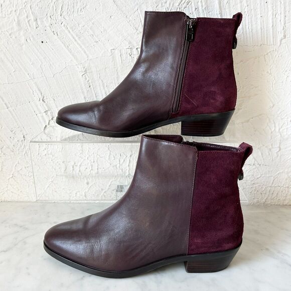Coach Carmen Ankle Boot Oxblood Suede/Leather Side Zip - Women's Size 9.5/39.5 - Picture 2 of 10
